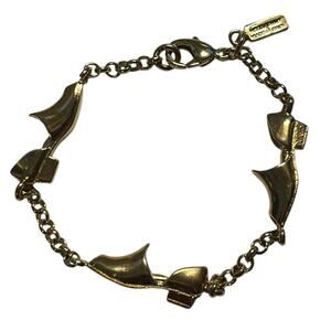 Salvatore Ferragamo Shoe Charm Bracelet Gold Tone Chunky 1980s Italy Signed